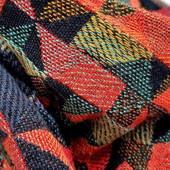 Vintage 90s Geometric Pattern Cropped Blazer Jacket With Statement Buttons - Picture 9 of 11